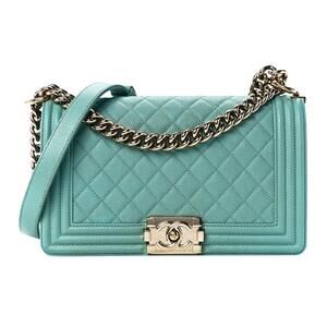 Chanel Caviar Aqua Blue Quilted Boy Flap Medium Bag